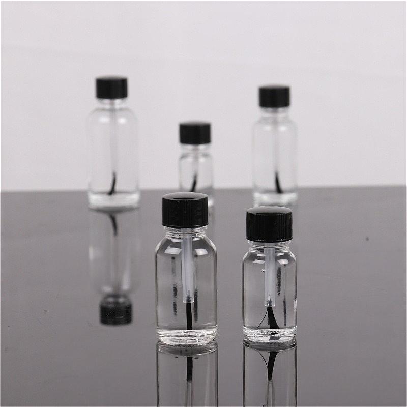 10Pcs 5-100ml Glass Nail Polish Bottle with Brush, Refillable Essential Oil Container, Empty Cosmetic Sample Pot