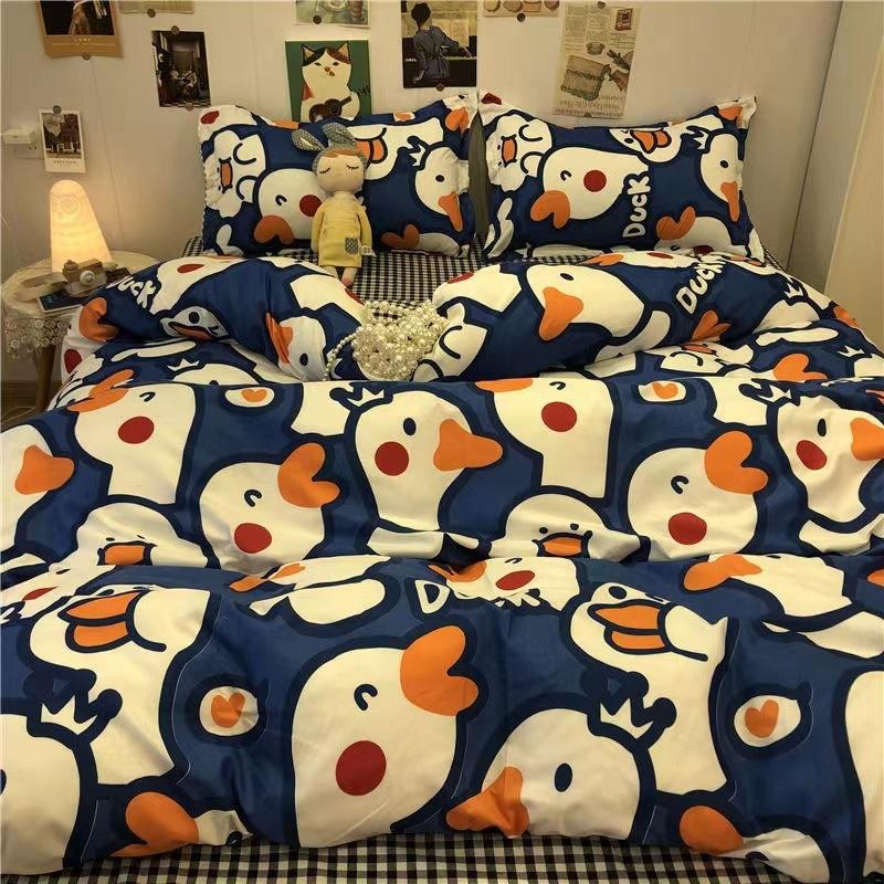 Cartoon Color Matching Four-piece Set Quilt Cover Bedding Quilt Cover Dormitory Bed Single Three-piece Set