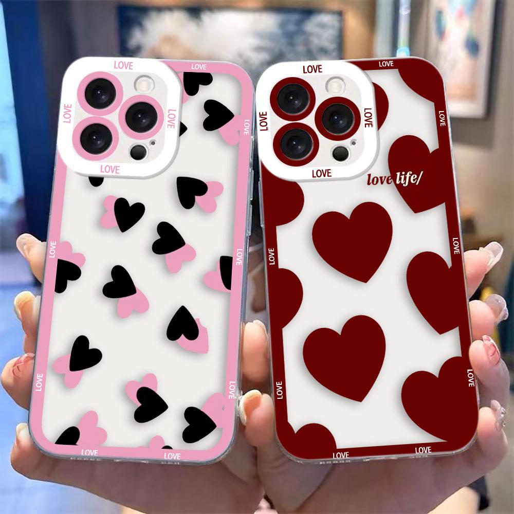 Lovely Love Heart Clear Phone Case For Samsung A03S A03 A04 A05 A05S A06 A7 A11 A10S A12 A13 A14 A15 A16 NOTE 10 20 ULTRA Case