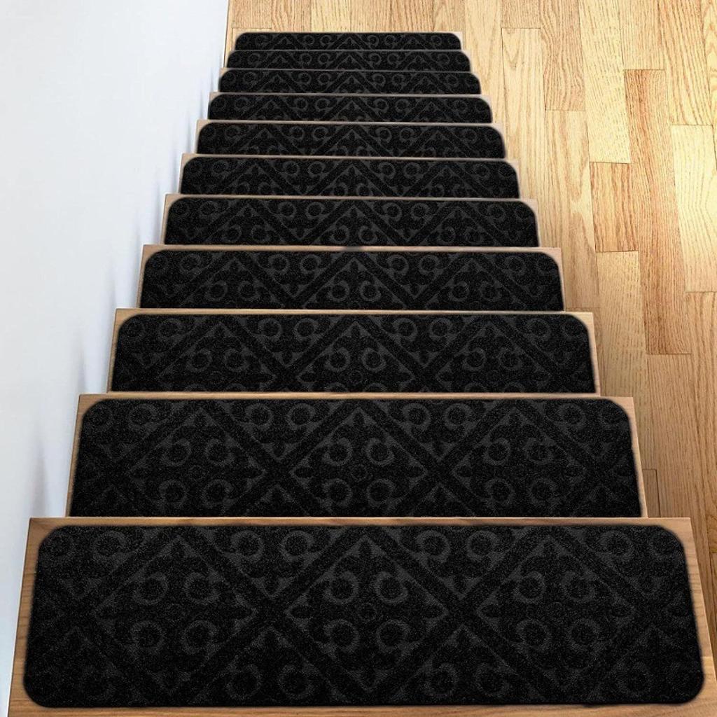 1PC 76x20.3cm Home Soft Self-adhesive Stair Stepping Mat Stair Carpet Protector Rug Non-slip Variety Pattern Water Absorption