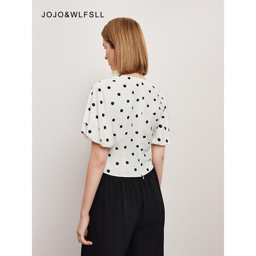 In Stock: Gourcuff Women's Retro Polka Dot Puff Sleeve Waist-Cinched Shirt - 2026 Spring New Arrivals