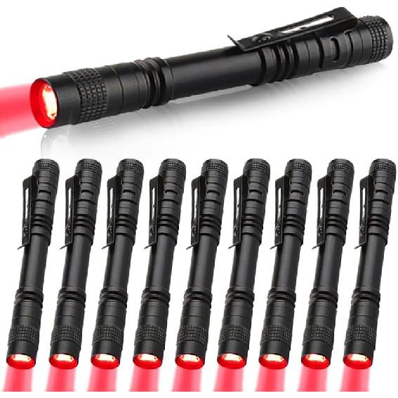 Red LED Pen Flashlights, Mini, Waterproof Pocket Flashlight with Clip, Small Red Light Flashlights for Work,Astronomy, Aviation, Night Observation (3