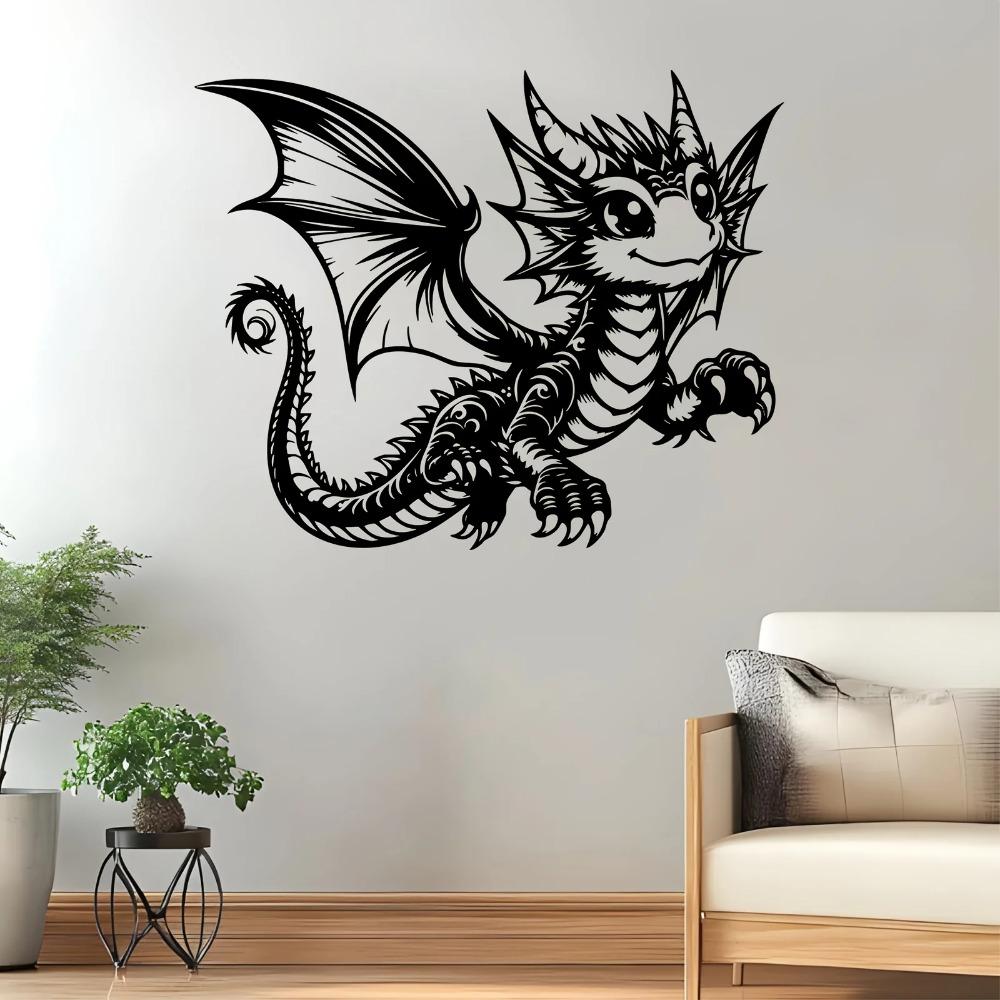 1pc Adorable Dragon Metal Wall Art, Weather-Resistant Iron Sculpture Mural for Fantasy Fans Bedroom Garden Decor