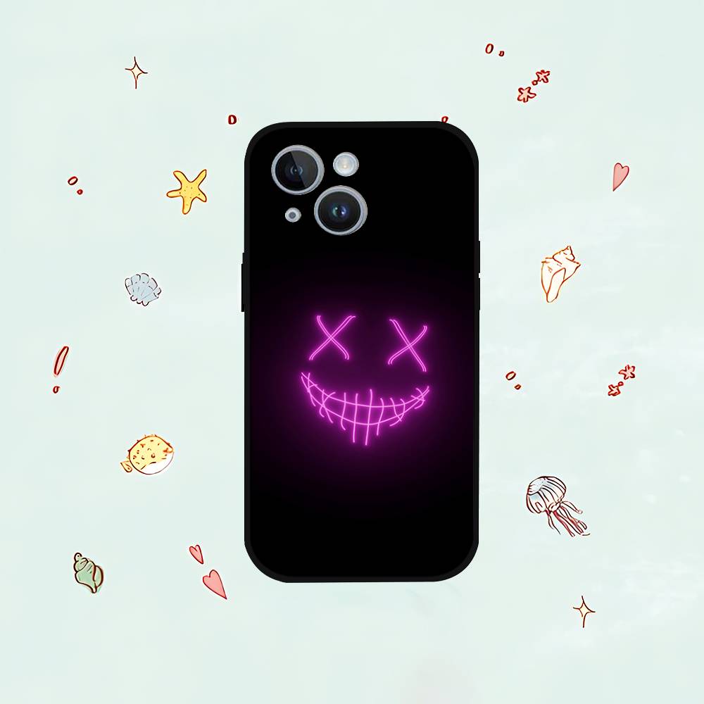 D-Devils-faces-S Phone Case For IPhone 1716 15 14 13 Pro Max 11 12 Mini X Xs XR Black Silicone Cover