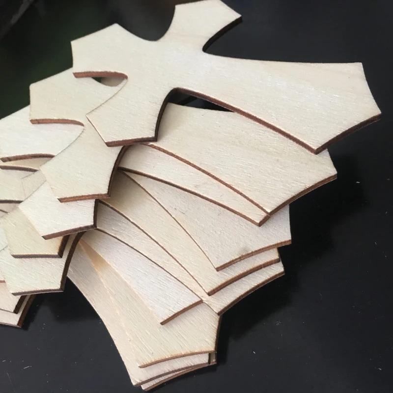 10pcs/pack Unfinished Wooden Cross Cutouts, Wood Cross Shaped Piece Slices Embellishments Ornaments for DIY Craft Art Supplies