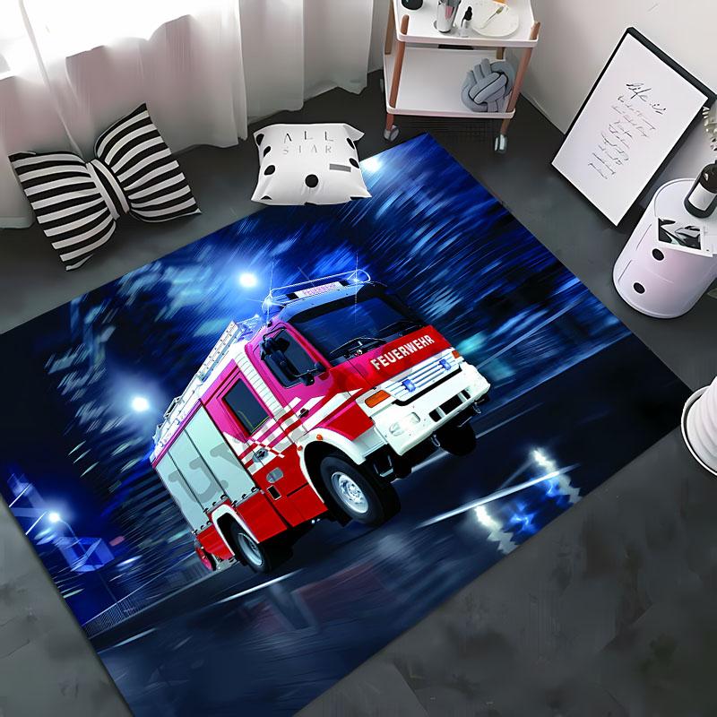 3D Printed Fire Engine Whistle Carpet, Living Room Bedroom Mat Children's Room Soft and Comfortable Anti-slip Rug Christmas Gift
