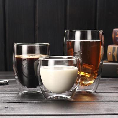Individueller doppelwandiger High-Borosilikat-Glasbecher für Saft, Milch & Kaffee
