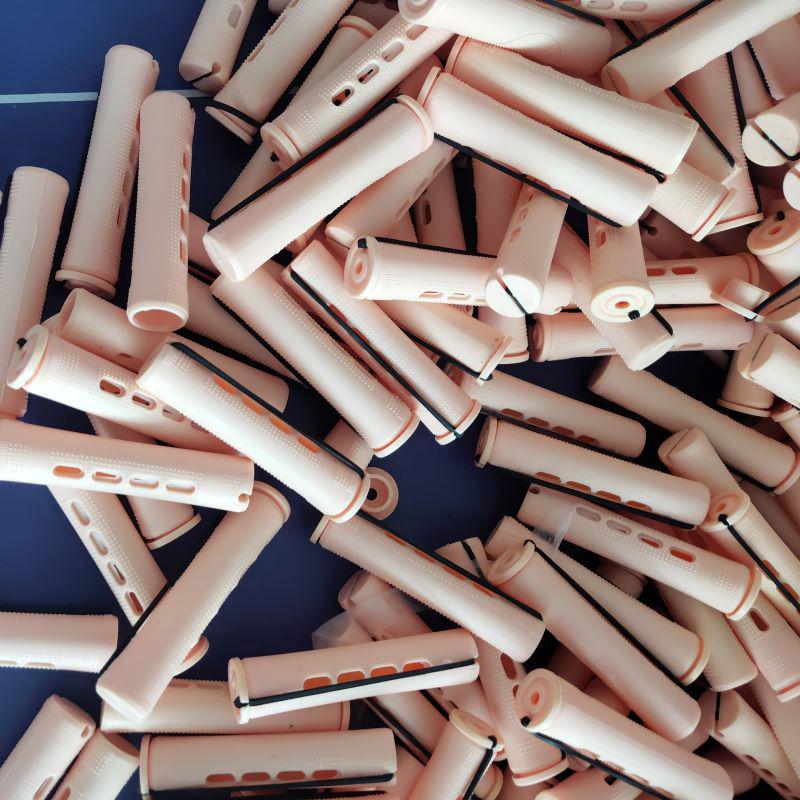 Cold Perm Rods with Caps for Hair Curling – Salon-Grade Plastic Curlers with Rubber Bands