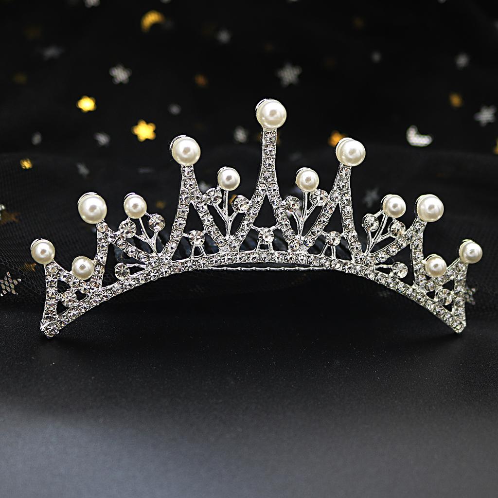 Children's Princess Hair Comb Crown Tiara Girl Baby High End Rhinestone Hairpin Comb Little Girl Birthday Crown