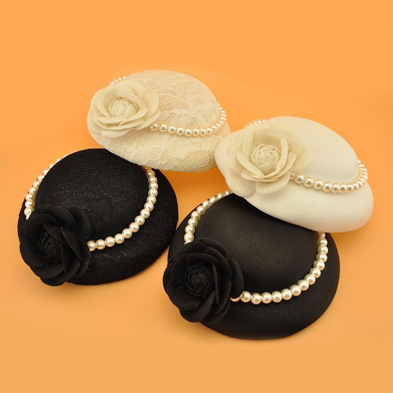 French Simple Pearl Top Hat British Celebrity Elegant Cheongsam Dinner Dress Night Shanghai Girls Catwalk Headdress