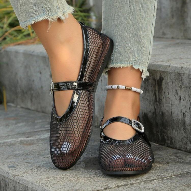 Summer Women Flats New Mesh Hollow Sandals New Fashion Designer Mary Jane Shoes Sexy Comfort Female Loafers Plus Size 43