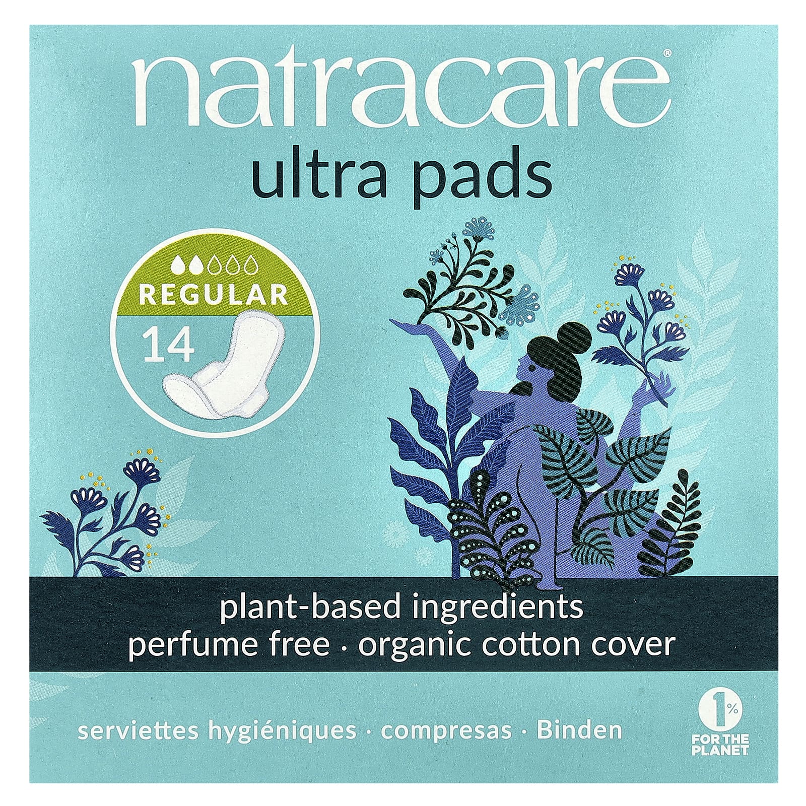 

Ultra Pads, Organic Cotton Cover, Regular, 14 Pack