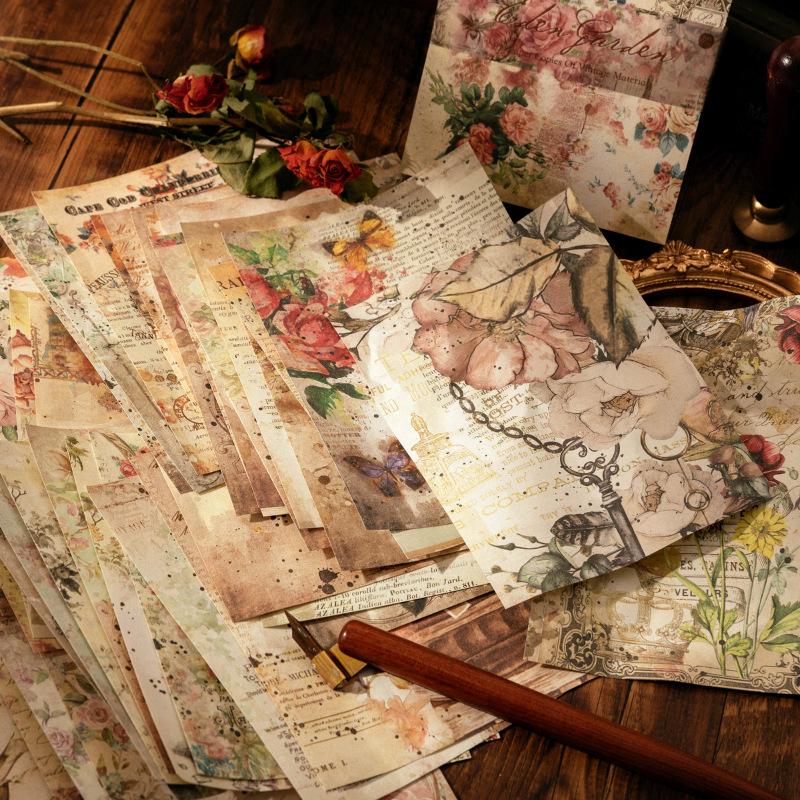Mò Mò Pappersbok: Morgon- och Kvällsserien för Människovärlden - Retro DIY Journal Collageklistermärken (8 stilar)