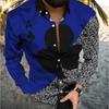 Men's Geometric Pattern Printed Long Sleeve Shirts Casual Cardigan New Button Holiday Fashion Shirts