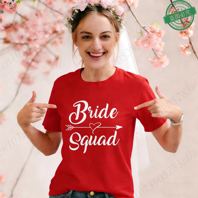 Team Bride Squad Matching T-Shirts, Arrow Heart Graphic Tees, Short Sleeve O Neck Tops for Bachelorette Party & Bridal Shower