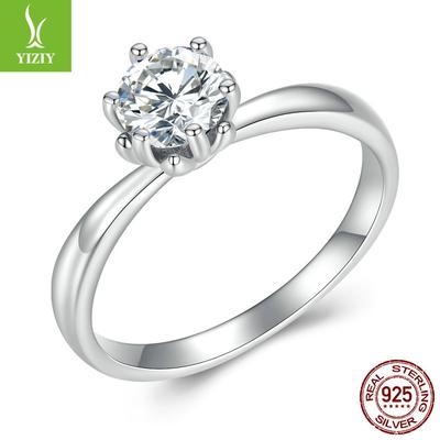 Schlichter und luxuriöser 80-Punkt-Mozzarella-Diamantring mit Zertifikat 925er Silber Moissanitring Msr006
