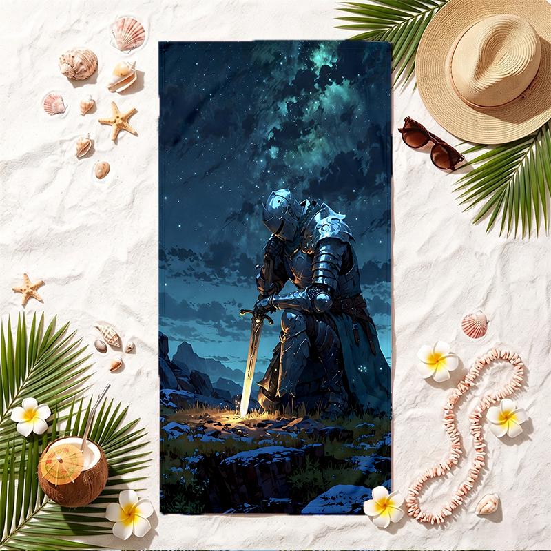 Knight Soft Beach Towel Stylish Beach Pool Towel for Summer Seaside Vacation Travel