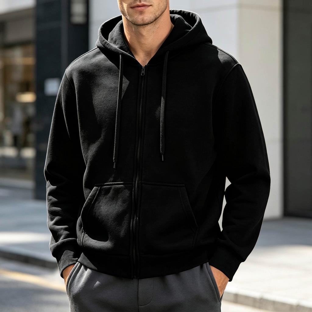 Herren Freizeit Kapuzenpullover mit Reißverschluss Farbe