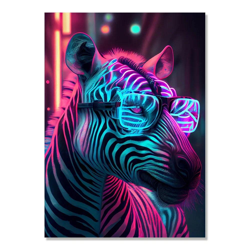 Cyberpunk Style Future Fantasy Lion Monkey Agent Animal Poster Wall Art Canvas Painting for Living Room Home Decoration