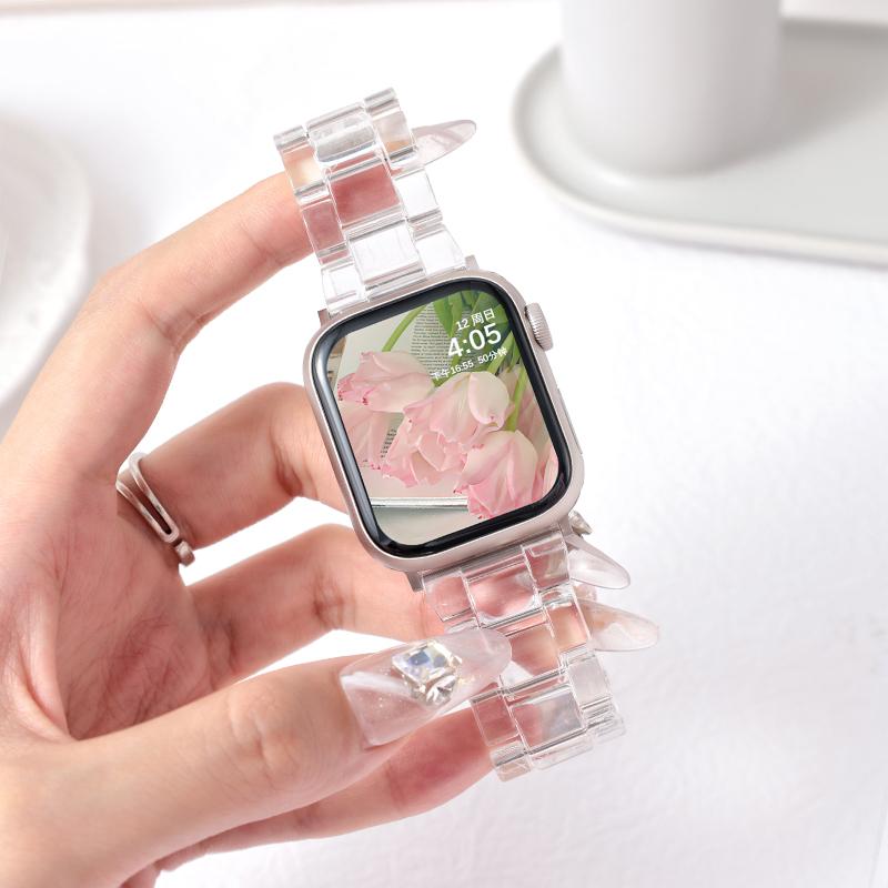 Laser Transparent Acrylic Strap for Apple Watch Band 42mm 46 41 38 45 44 49 40mm Women Bracelet for iWatch Series 10 9 8 7 6 5