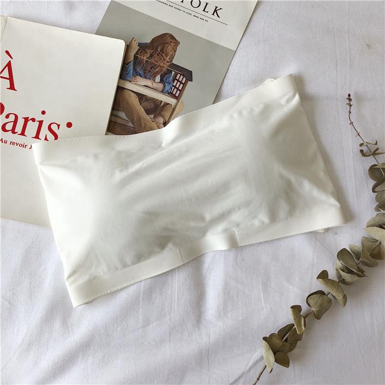 

Женский топ без бретелек из ледяного шелка с пряжкой на груди, цельный однотонный топ без бретелек из губки