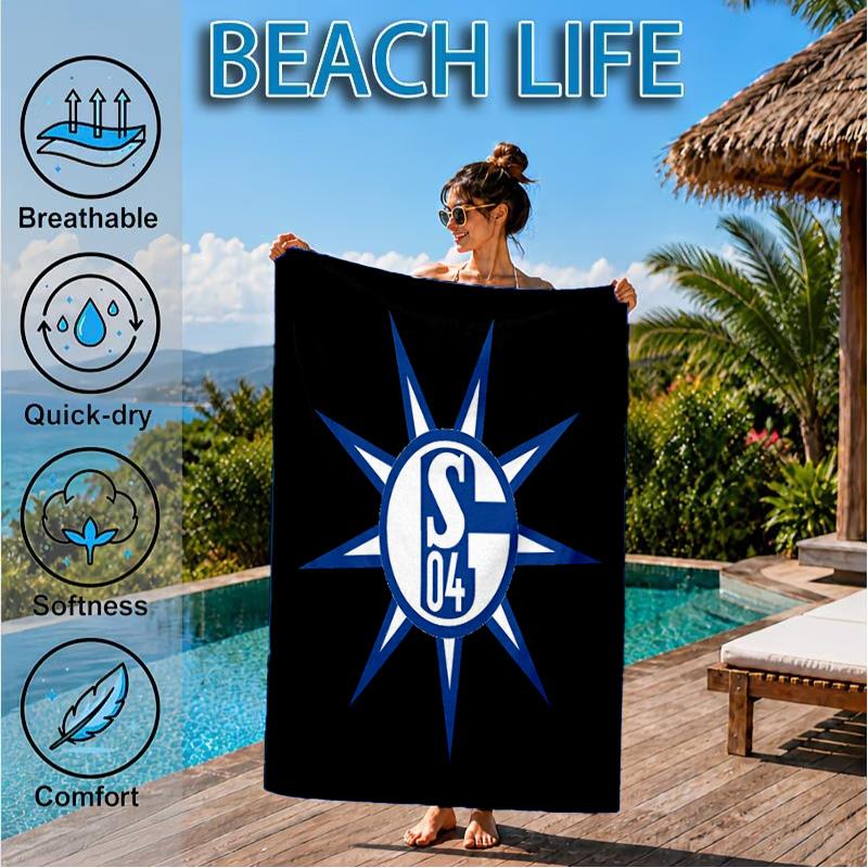 Toalha de Praia Estrela Brilhante do FC Schalke, Secagem Rápida, Fácil de Cuidar, Adequada tanto para Fitness quanto para Férias na Praia, Essencial Esportivo