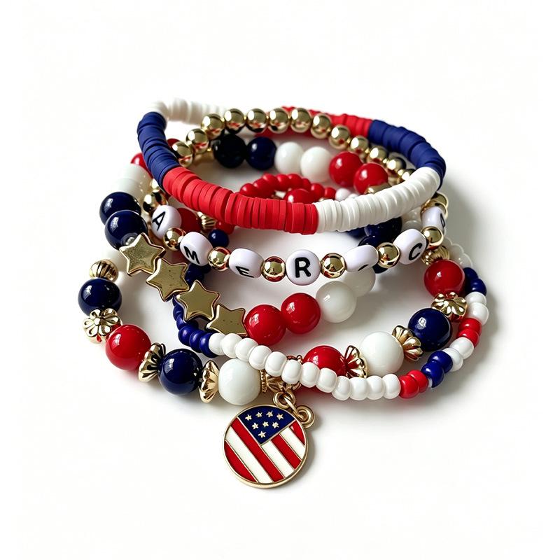 Unisex Independence Day Beaded Bracelet - Festive Fruit Jewelry, Perfect for Christmas & Halloween