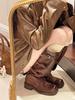 2025 Women's Retro Over-the-Knee High-Top Boots, Versatile Autumn/Winter In Paris Gray & Dark Brown