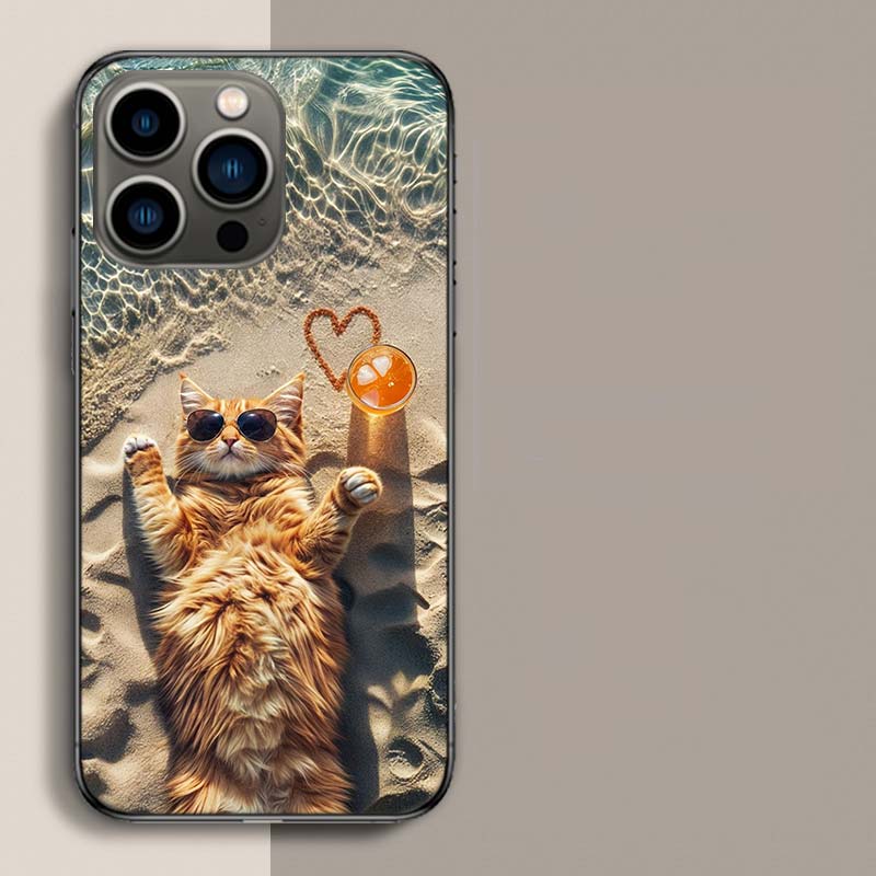 Kat Vakantie Telefoonhoesje Voor Iphone 17 Air 15 Pro 14 Plus 16 Pro Max 17E 16E 12 13 Mini 11 Cover Schattige Fundas
