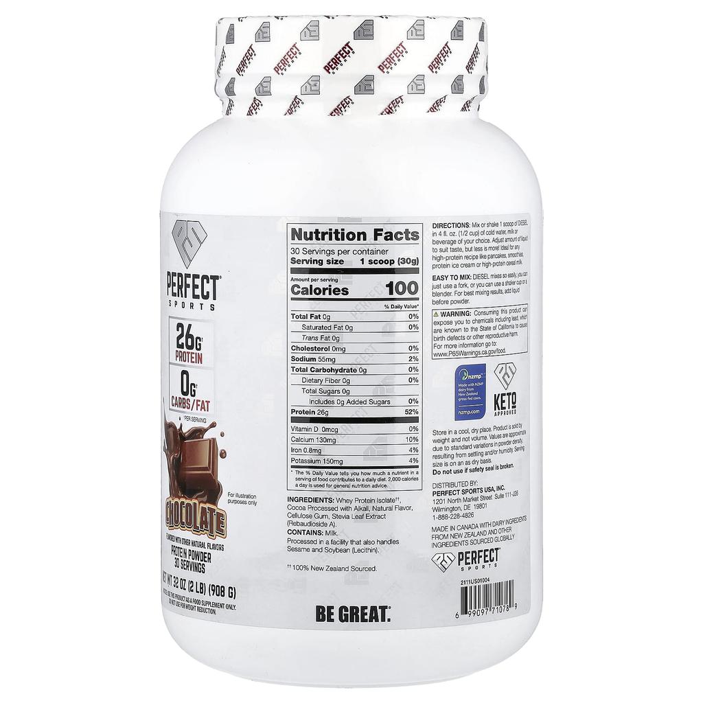 Diesel®, New Zealand Whey Isolate, Chocolate Flavour, 908G (2Lb)