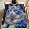 Blue Gemstone Puppy Kitten Print Flannel Blanket,High Quality Comfortable for All Seasons,Home Decor,Warmth and Comfort,Perfect for Christmas Gifts