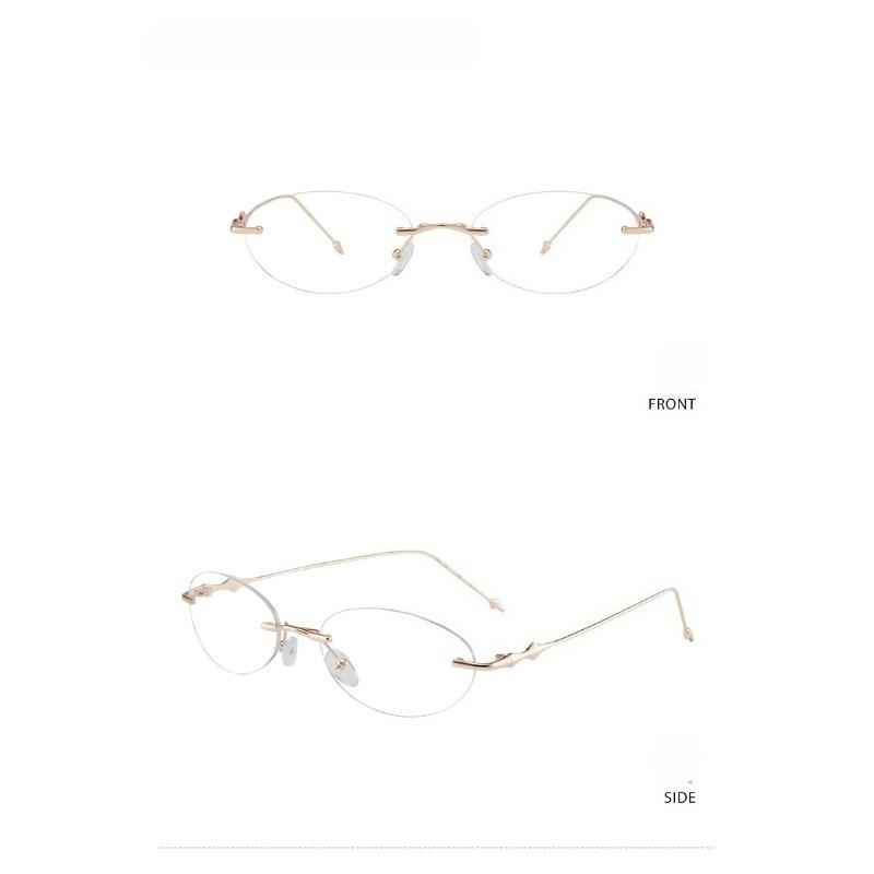 Women‘s Frameless Anti Blue Light Reading Glasses Unisex Ultra Lightweight and Fashionable Borderless Farsight Eyeglasses To+4.0