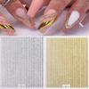 3D čáry Samolepky na nehty Holografické proužky Písmena Obtisky Curve Gel Nails Art Sliders Manikúra Dekor