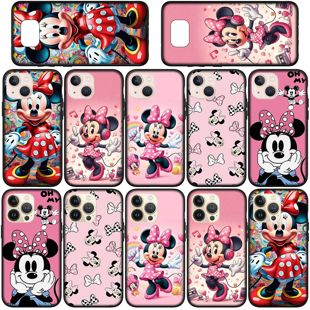 Handyhülle für Samsung Galaxy S25 S24 S23 iPhone 16 15 Xiaomi Redmi Note 14 13 12 16E X 8 11 Pro Max OPPO Moto Huawei A05 A16 Anime Minnie Maus Hülle