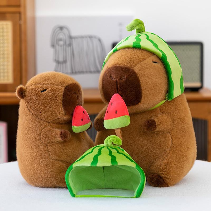 Hat Capybara Watermelon Plush Toys Soft Doll Room Decoration Children Gifts