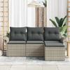 Garden Sofa Set with Cushions 4 Pcs Light Grey Poly Rattan