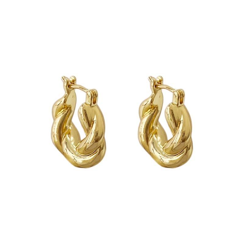 Retro Simple Niche Gold Twist Earrings Personalized Design Affordable Dainty Durable Alloy Colorfast Women's Gift Daily Earrings