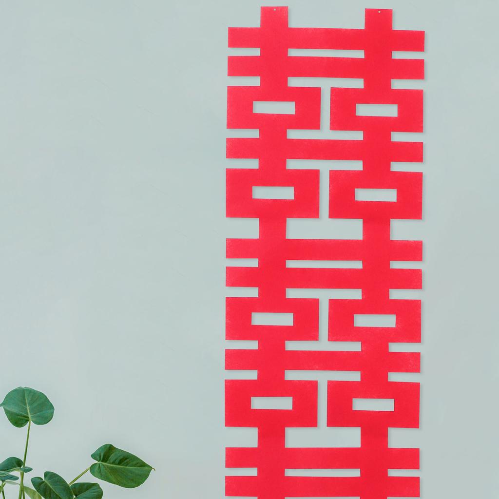 Chinese Wedding Decorations Red Felt Xi Character Banner Traditional Wedding Photo Background Door Wall Hanging Party Props