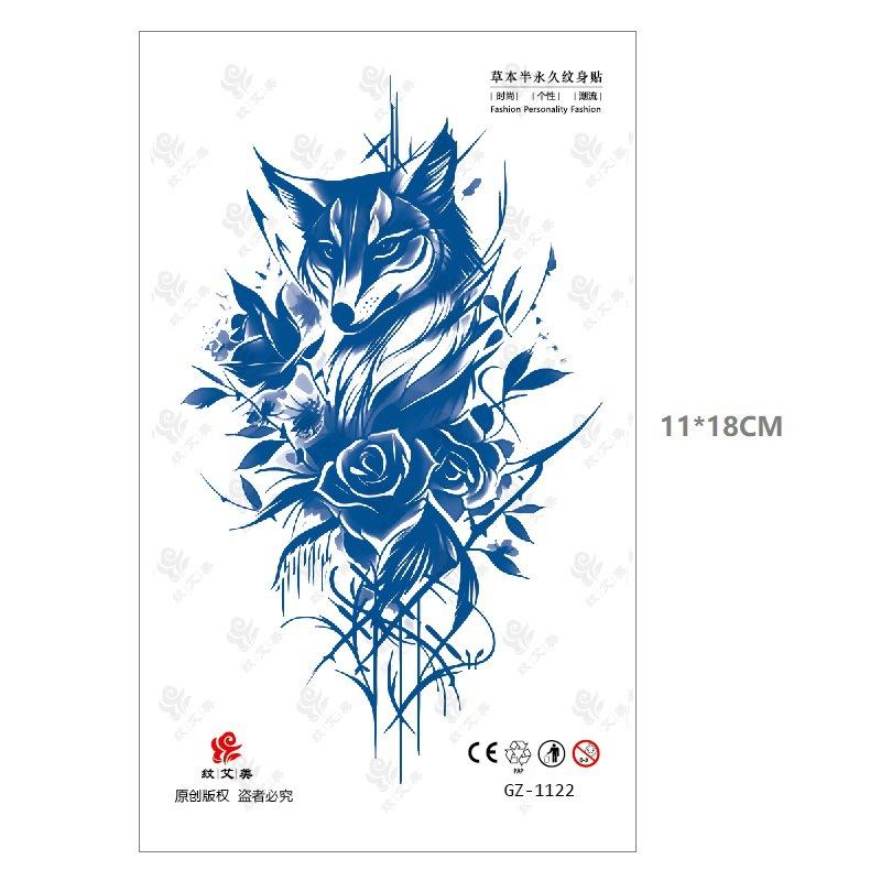 Herbal Tattoo Sticker Animal Pattern Fox Snake Butterfly Men'S And Women'S Models Can Not Be Washed Off 15 Days Gradual Change Water Transfer Sticker