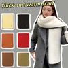 Solid Color Lock Edge Winter Scarf Polyester Women Warmer Scarf Long Thickened Neckscarf  Christmas