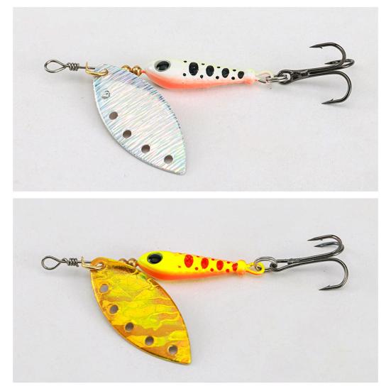 5Pcs 5.7CM/9G Fishing Lure with Spinner Blade Hook Long Casting Metal Rotating Sequin Spoon Spinnerbait Bass Pike Walleye Fishing Accessories