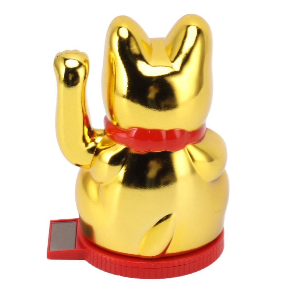 Plastic Solar Waving Lucky Cat White & Gold & Black Solar Induction Cat Figurine Window Ornament золотой