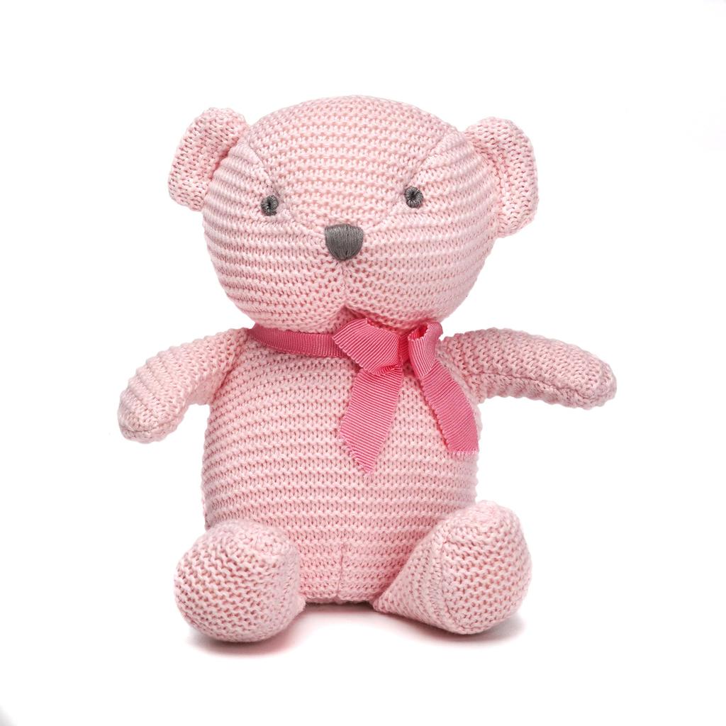 FLUFFYFUN 100% Cotton Teddy Bear, Baby Plush Toy, 16.5cm (Pink)