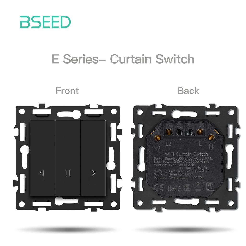 BSEED WIFI Click Switch Modules Smart Light Switch Parts White Glass Frame DIY Combination Wall Sockets USB Charge Key E-Series