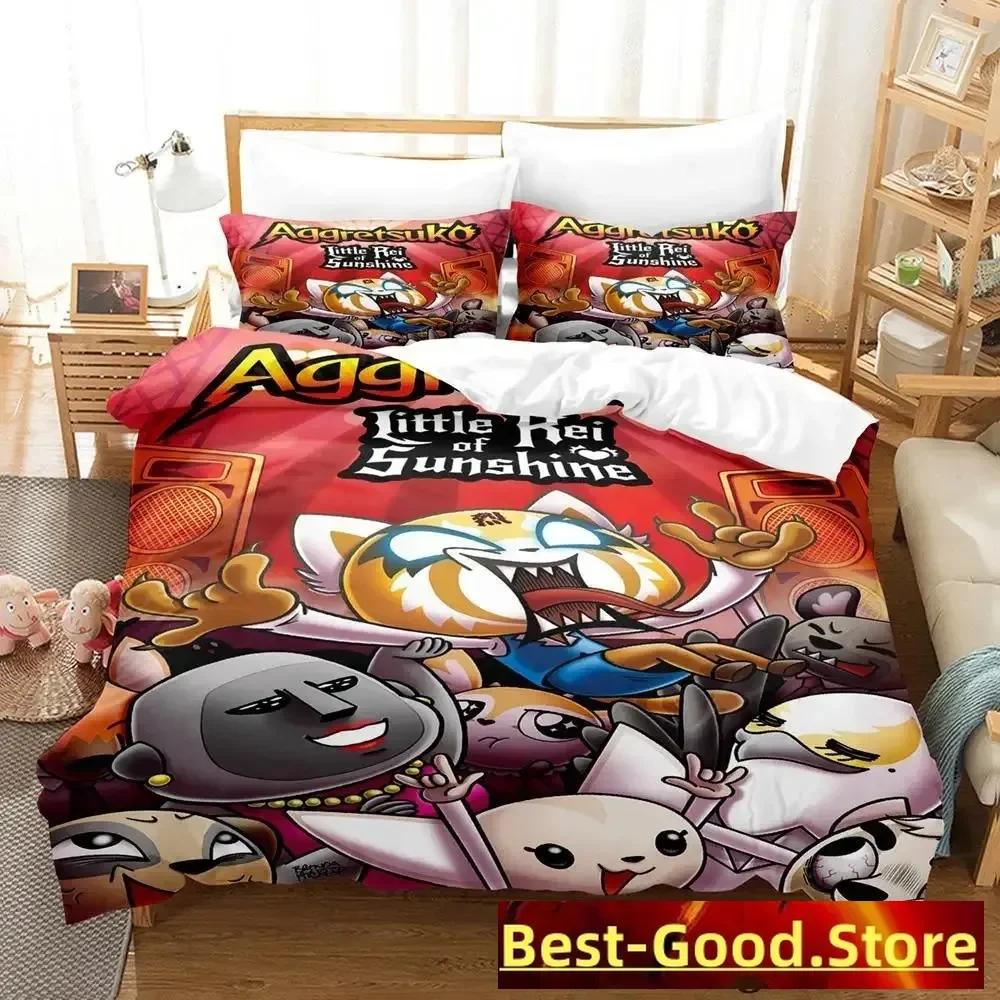 Aggretsuko Anime Parure De Lit Printed Bed Set Duvet Cover Pillowcase Bedding Set Linen Sheet Quilt Cover Full Queen King Size