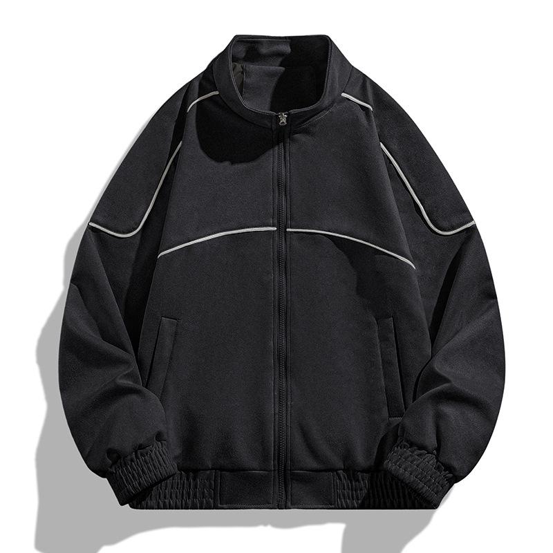 

Осень Американский лацкан Эластичный Повседневный Тренд Модный Молодежный Модели 2XL чёрный