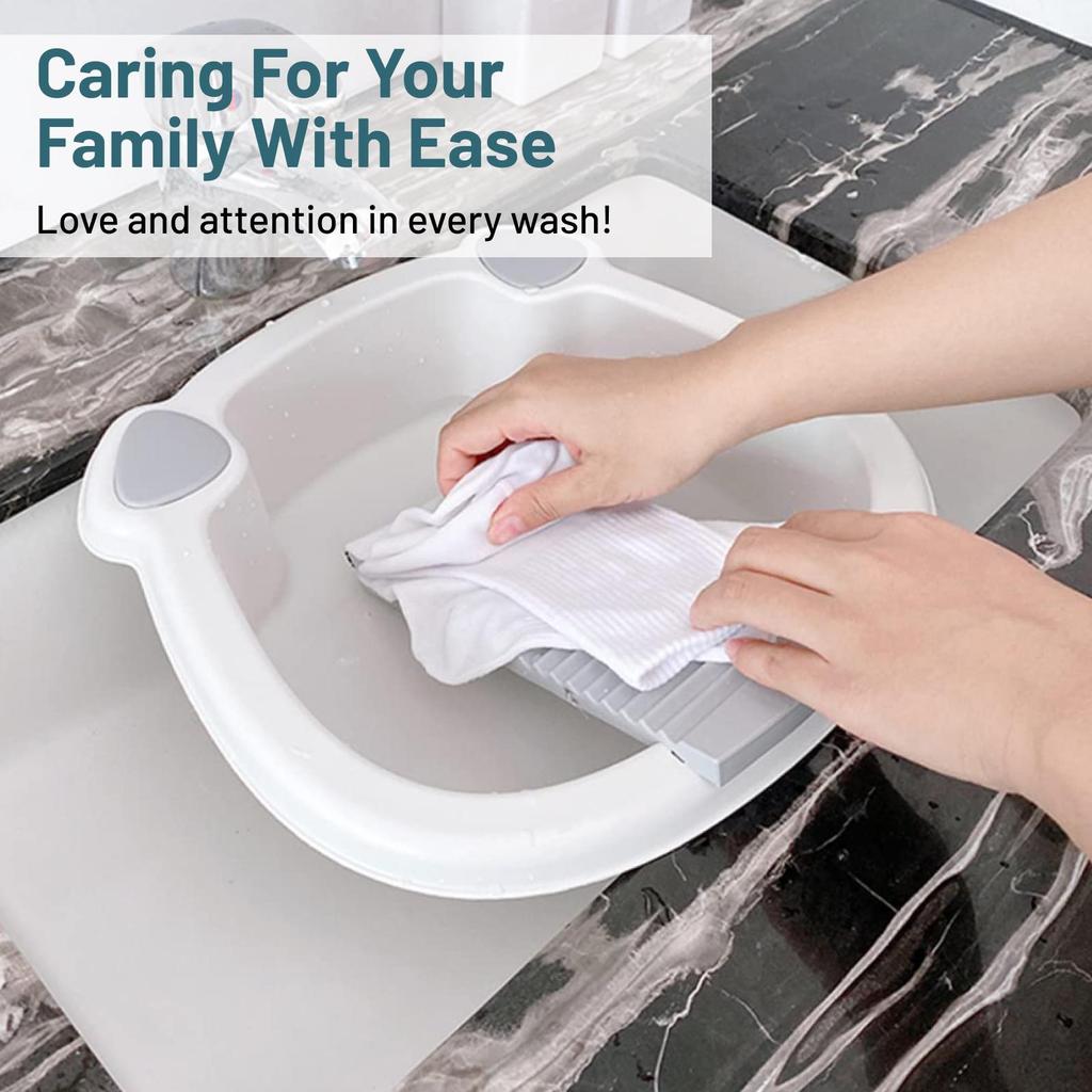 Laundry Basin with Washboard Practical Hand Washing Tool Lightweight Portable Plastic Bucket for Home Camping Use