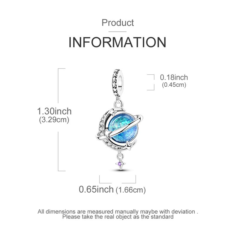 Charms Copper Moon Star Night Sky Galaxy Celestial Dangle Beads Fit Snake Chain Bracelet Necklace Women Diy Jewelry