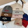 Letter Embroidered Kids Beanie Cap Winter Warm Knitted Wool Hat for Boy Girl Korean Solid Color Children Skullcap 3-10Y