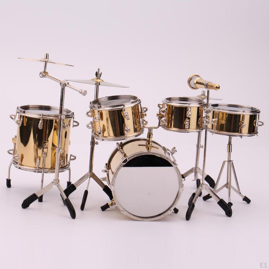 1:6 Mini Drum Set, Dollhouse Ornament Miniature Instrument Model for Bedroom Ornaments